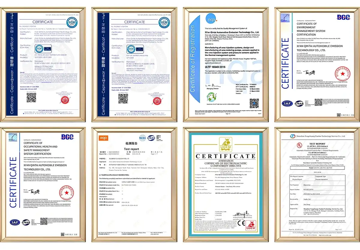pressure sensor certificates pressure sensor certificates